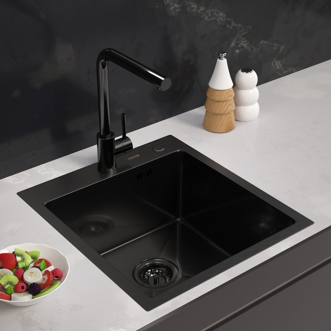 

Кухонная мойка ARFEKA ECO AR 450*500 BLACK PVD NANO DECOR MILLET GRAINS