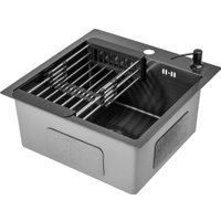 Кухонная мойка Saniteco 4848 Nano (с сифоном, дозатором и коландером)