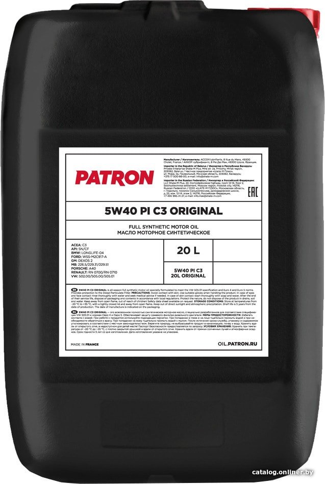 Моторное масло Patron 5W-40 PI C3 20л