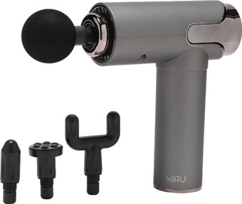 Перкуссионный массажер Miru BM-19 (4 насадки, серый)