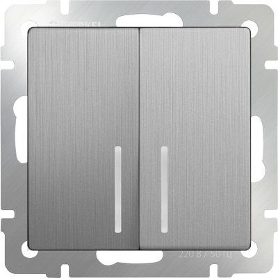 

Выключатель Werkel WL09-SW-2G-LED (серебряный рифленый)