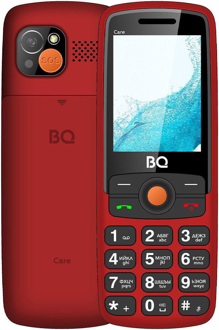 Кнопочный телефон BQ 2459 Care (красный)