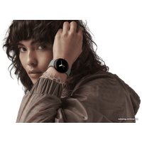 Умные часы Google Pixel Watch (глянцевый серебристый/угольный, спортивный силиконовый ремешок)