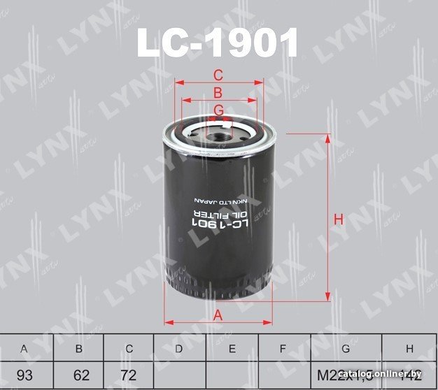 Масляный фильтр LynxAuto LC-1901