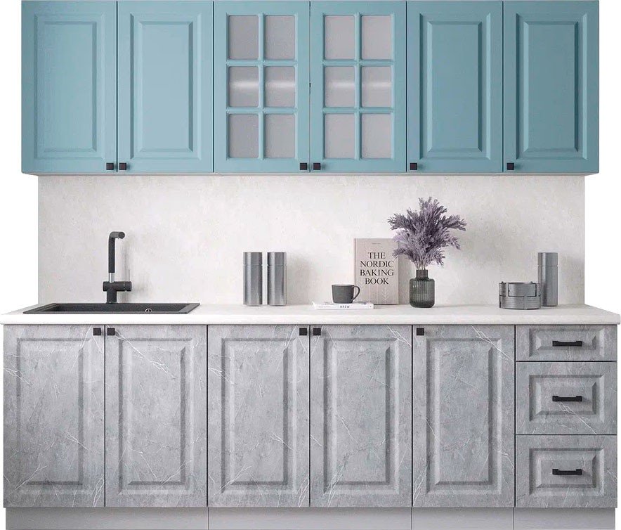 

Готовая кухня Интерлиния Мила Деко 2.4А (керамика/океан/опал светлый)