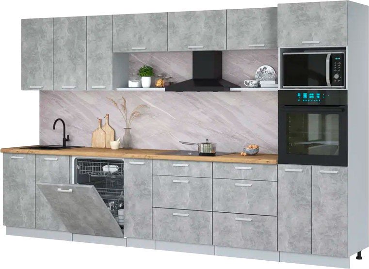 

Готовая кухня Интерлиния Мила Лайт 3.5-ПМ1-2 (бетон/бетон/дуб бунратти)