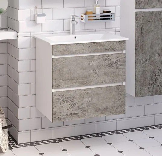 

Runo Тумба под умывальник Манхэттен 75 (подвесная, серый бетон)