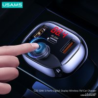 FM-модулятор Usams US-CC143 50W 3 Ports Digital Display Wireless FM