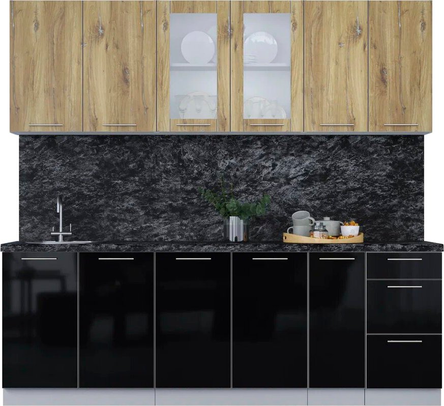 

Кухонный модуль Интерлиния Мила Пластик 2.3 Б (дуб эпоксид/черный/кастилло темный)