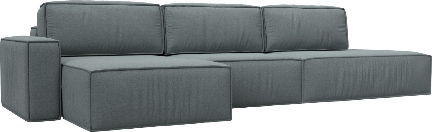 

Угловой диван Лига диванов Прага модерн лонг левый 124847L (рогожка амур серый)