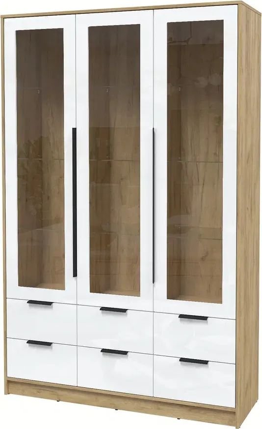 

Шкаф-витрина Интерлиния Концепт КТ-ШВ3 Глосс (дуб золотой/белый глянец)