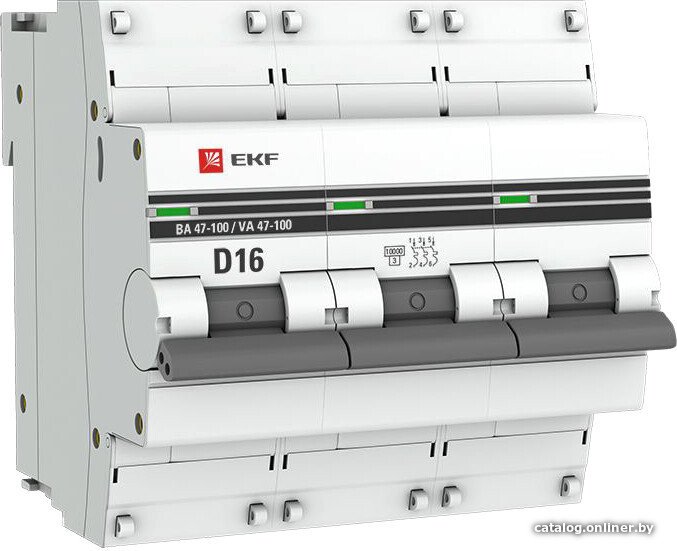 Выключатель автоматический EKF PROxima ВА 47-100 3P 16A (D) 10kA mcb47100-3-16D-pro