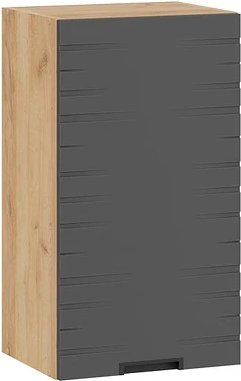 

Шкаф навесной Трия Гренада фреза 1В4 с одной дверью 1В4-Ф (дуб крафт золотой/холст вулкан)