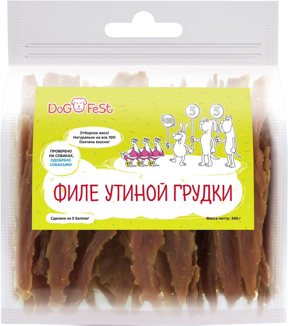 

Лакомство для собак Dog Fest Филе утиной грудки 500 г