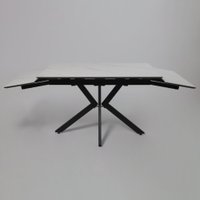 Кухонный стол Lepremo AV 2111 МДФ+керамика раздвижной 1200-1800x800 (белый матовый Snow White/черный)