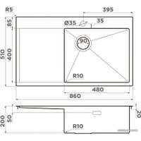 Кухонная мойка Omoikiri Akisame 86-GB-R Side (графит)