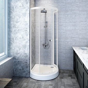 Душевой уголок Radomir Стронг 1-09-1-0-0-1820 180х110см (белый/стекло прозрачное)