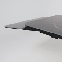 Кухонный стол Аврора Рейн New 1400-2040x900 (камень черный Greys Black/черный матовый)