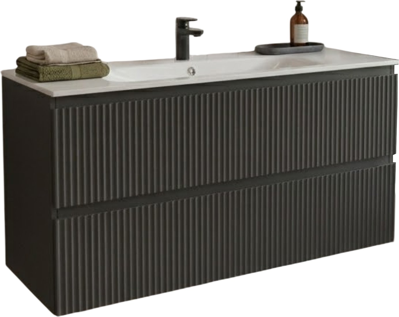 TERMINUS Тумба с умывальником Сицилия 120x62x45 с 2 ящиками SIC101202701601O (графит)