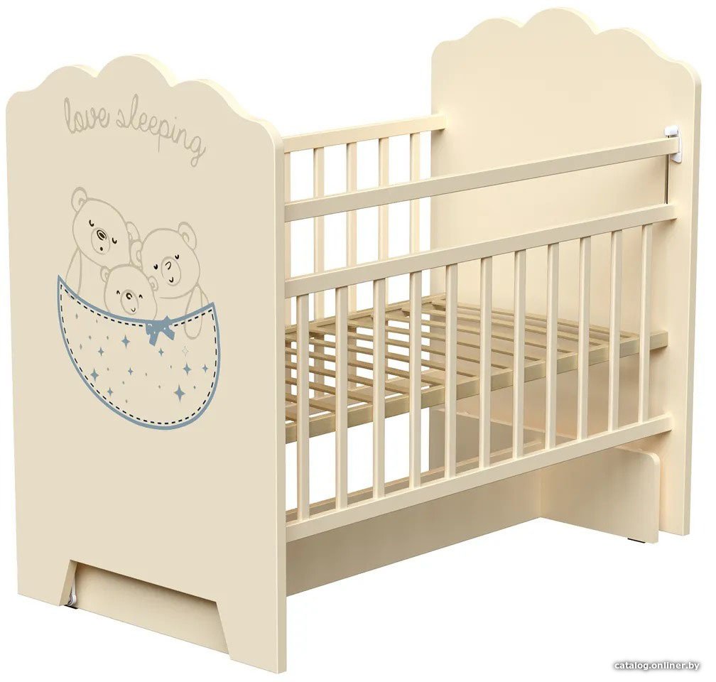 Классическая детская кроватка VDK Love Sleeping колесо-качалка с маятником (слоновая кость)