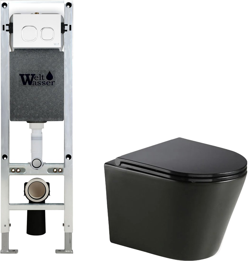 

Унитаз подвесной WeltWasser Amberg 350 ST + Salzbach 043 MT-BL + Amberg RD-WT (черный матовый)