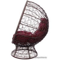 Кресло M-Group Кокос на подставке 11590202 (коричневый ротанг/бордовая подушка)