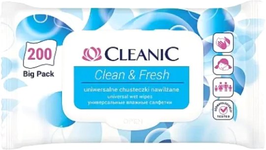 

Cleanic Clean&Fresh универсальные для рук и тела с клапаном (200 шт)