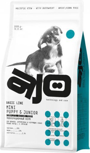 

Сухой корм для собак AJO Dog Mini Puppy & Junior с гречкой для щенков малых пород 2 кг