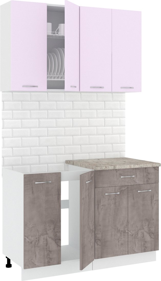 

Готовая кухня Кортекс-мебель Корнелия Лира-лайт км.02460 1.2 м (сирень/оникс/марсель)