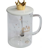 Чашка AksHome Pretty С крышкой (400мл, прозрачный)