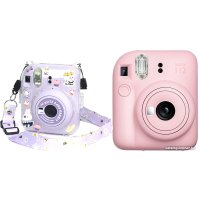 Фотоаппарат Fujifilm Instax Mini 12 (розовый) + пурпурный чехол Sundays с ремнем