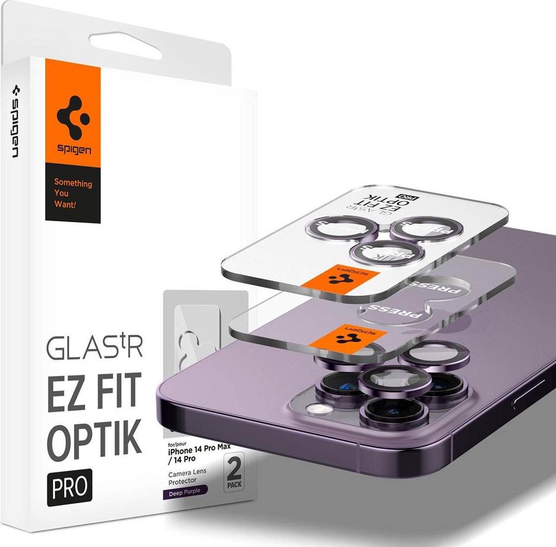 

Защитное стекло Spigen Optik.Tr ”Ez Fit” Camera Protector 2шт для iPhone 14 Pro / 14 Pro Max Deep Purple