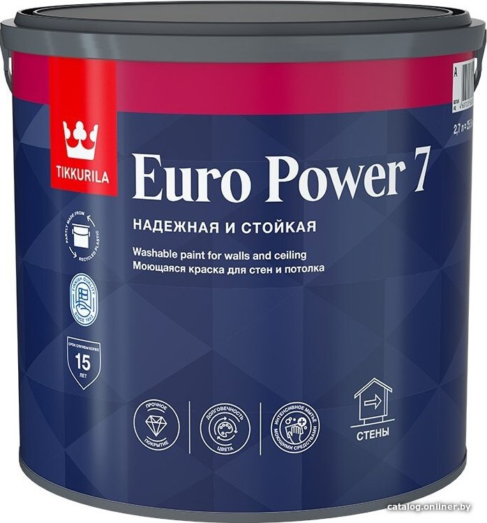 Краска Tikkurila Euro Power 7 0.9 л (база А, матовая)