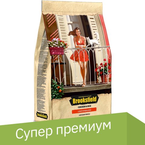 

Сухой корм для кошек Brooksfield Light/Sterilized с курицей 6 кг
