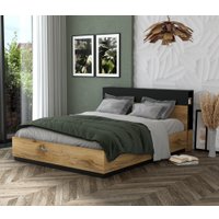 Кровать Интерлиния Quartz QZ-К160 с ПМ (дуб нокс/черный)