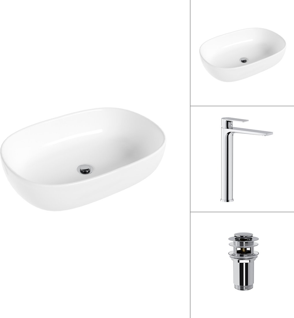 Умывальник Lauter 21836 + Reef 21CK8678C с донным клапаном 21190CH (хром)