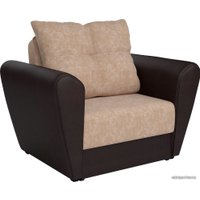 Кресло-кровать Мебель-АРС Квартет (микровелюр/экокожа, кордрой бежевый/коричневый)