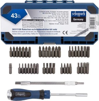 Набор отвертка с битами Scheppach Sch-30311126 (43 предмета)