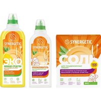 Набор чистящих средств Synergetic Гель 1 л + Соль 1.5 кг + Ополаскиватель 0.75 л
