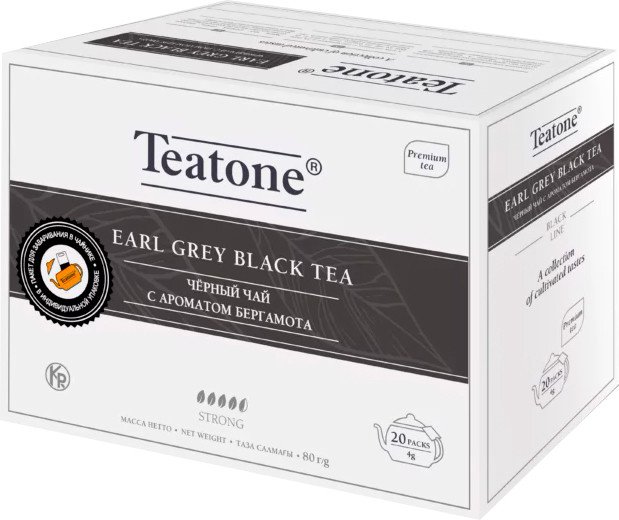 

Черный чай Teatone Earl Grey Black Tea - Черный чай с ароматом бергамота 20 шт