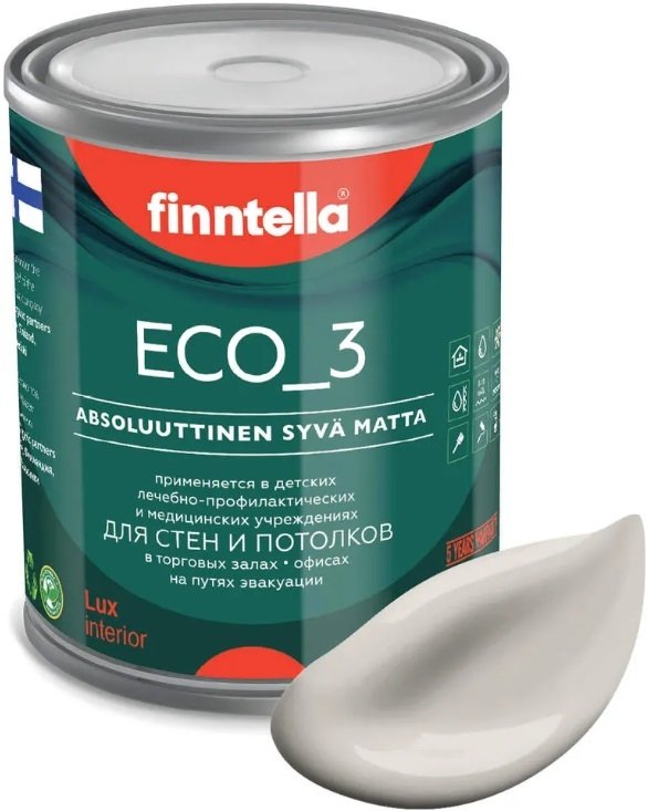 

Краска Finntella Eco 3 Wash and Clean Rock F-08-1-1-LG230 0.9 л (бежевый)