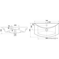 Умывальник Акваль Палермо 70 70x43