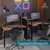 Офисный стол Millwood Сплит с вырезом 2-хместный 254.6x80х110.8 (дуб табачный Craft/металл черный)