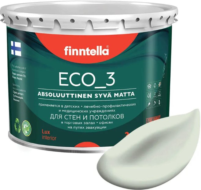 

Краска Finntella Eco 3 Wash and Clean Minttu F-08-1-3-FL028 2.7 л (св.-зеленый)
