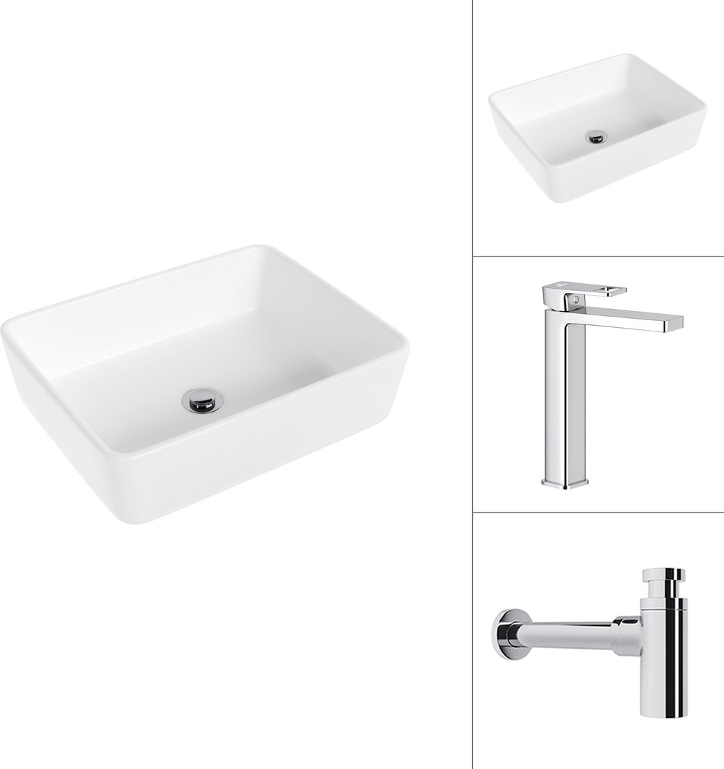 Умывальник Lauter 21674 + Cascade 21СК0655C с сифоном 21635CH (хром)