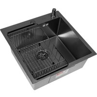 Кухонная мойка ARFEKA ECO AR мойка 500*500, коландер F, дозатор BLACK DECOR VOLCANIC