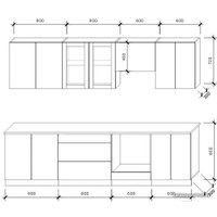 Готовая кухня Хоум Лайн Адель 2.8 (бензин/сумеречный голубой)