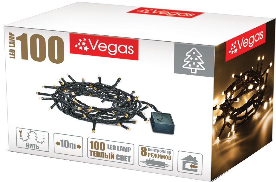 

Новогодняя гирлянда Vegas Нить 55062 100 LED (белый теплый)