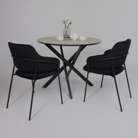 Кухонный стол Аврора Мехико 3Д D950 (мрамор светлый/черный матовый)