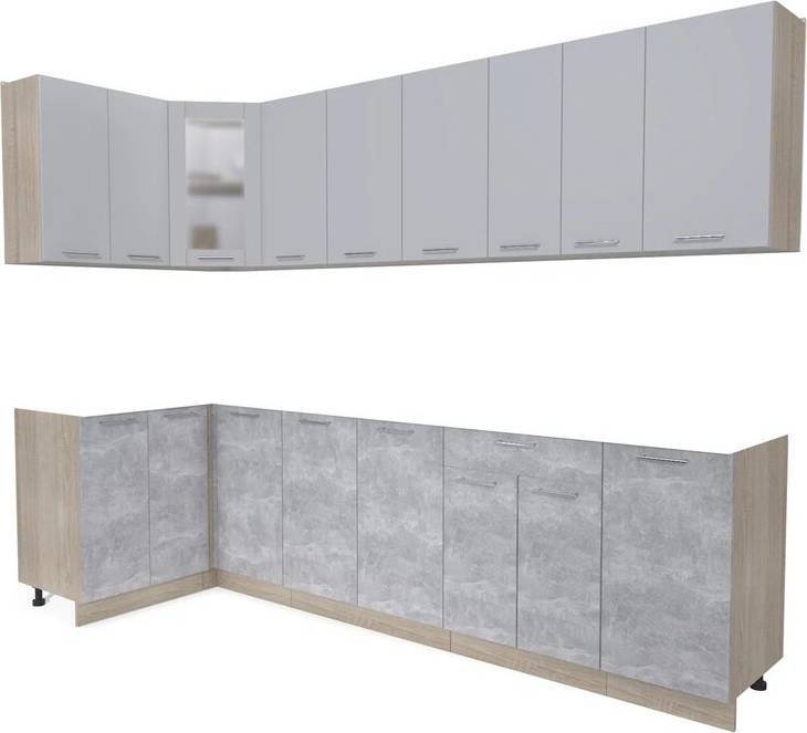 

Готовая кухня Интерлиния Мила 12x28 без столешницы (серебристый/бетон)